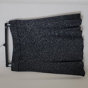 Xhilaration Size S Black with Silver Metallic A Line Swing Skirt, GUC